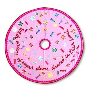 NWT Furbish Sugar Plum Embroidered Christmas Tree Skirt in pink
